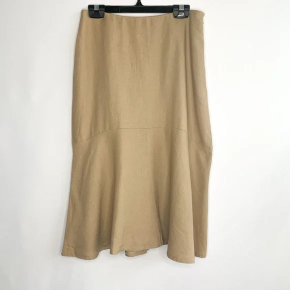 100% Raw Linen Midi Skirt - Picture 2 of 10